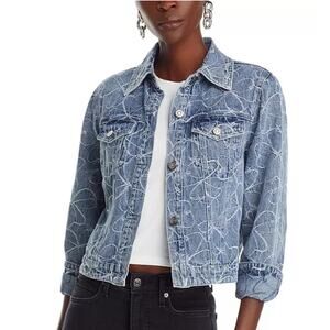 RAMY BROOK WOMENS SIZE SMALL DENIM HOFF JACKET EMBROIDERED FLORAL BLUE NEW